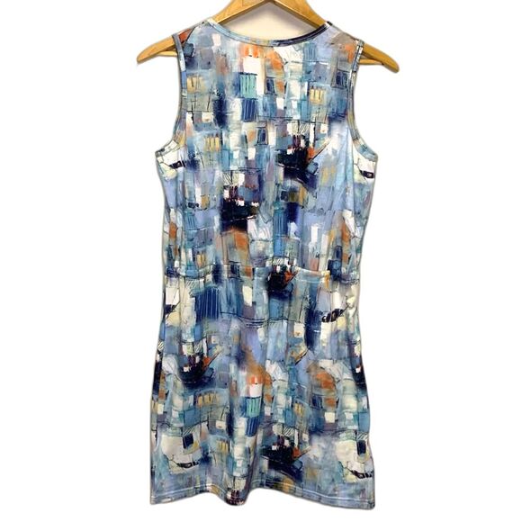 Coco Y Club Blue Artsy Abstract Print Sleeveless Scoop-Neck Coverup Dress Size S - Picture 3 of 10